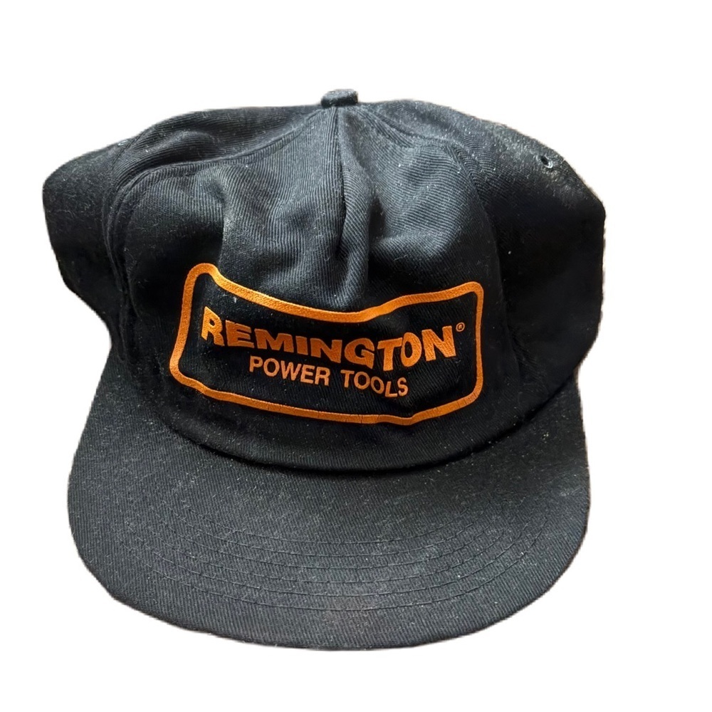 Remington Power Tools Black and Orange Hat SnapBack 90s Trucker